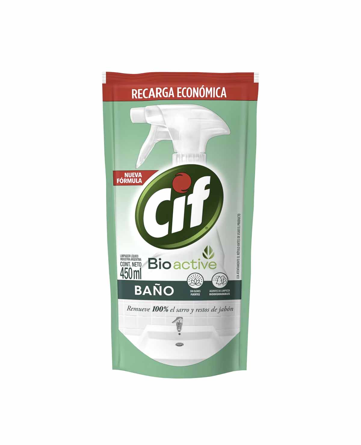 Limpiador Cif Liquido Baño Bioactive D/P x 450 Ml